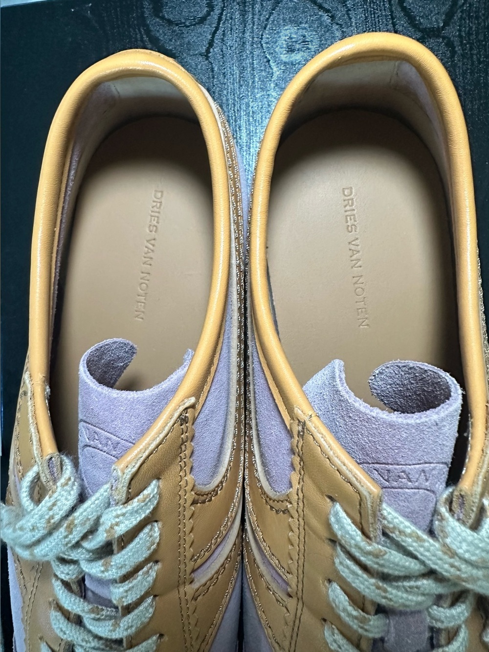 Dries Van Noten Leather-trimmed Suede Blush Yellow Low Top Sneakers 37 NWT - Picture 8 of 12